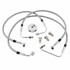 Twin Power Front Stainless Steel Braided Brake Line Kit +10"