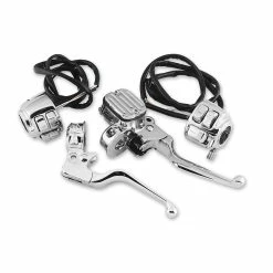 Biker's Choice Chrome Handlebar Control Kit With Chrome Switches