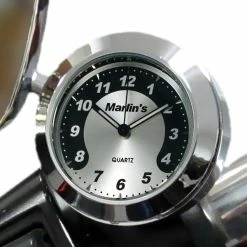 Marlins Genuine Accessories Marlin's CHAMP Series Black And Silver Horseshoe Face Clock