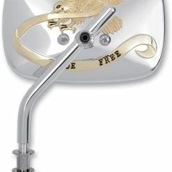 EMGO Gold-Over-Chrome 'Live To Ride' Rectangular Short Stem Mirror